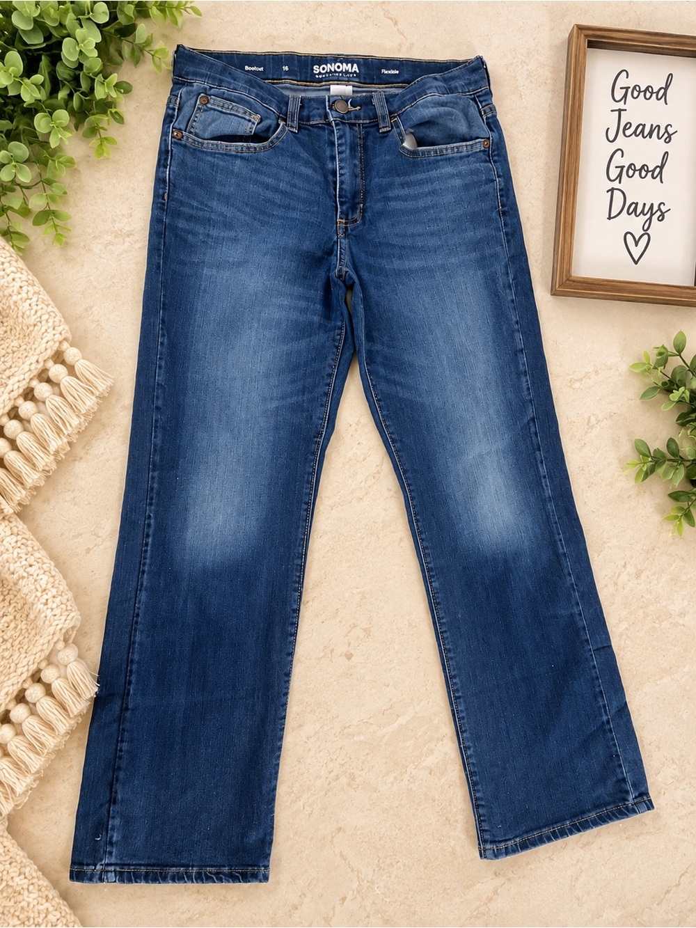 SONOMA Women's Boot Cut Jeans in Dark Blue Wash